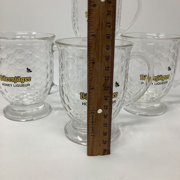 Bärenjäger Barenjager Honey Liqueur Glass Coffee Mug Honeycomb Pattern Set of 4 - Picture 9 of 9